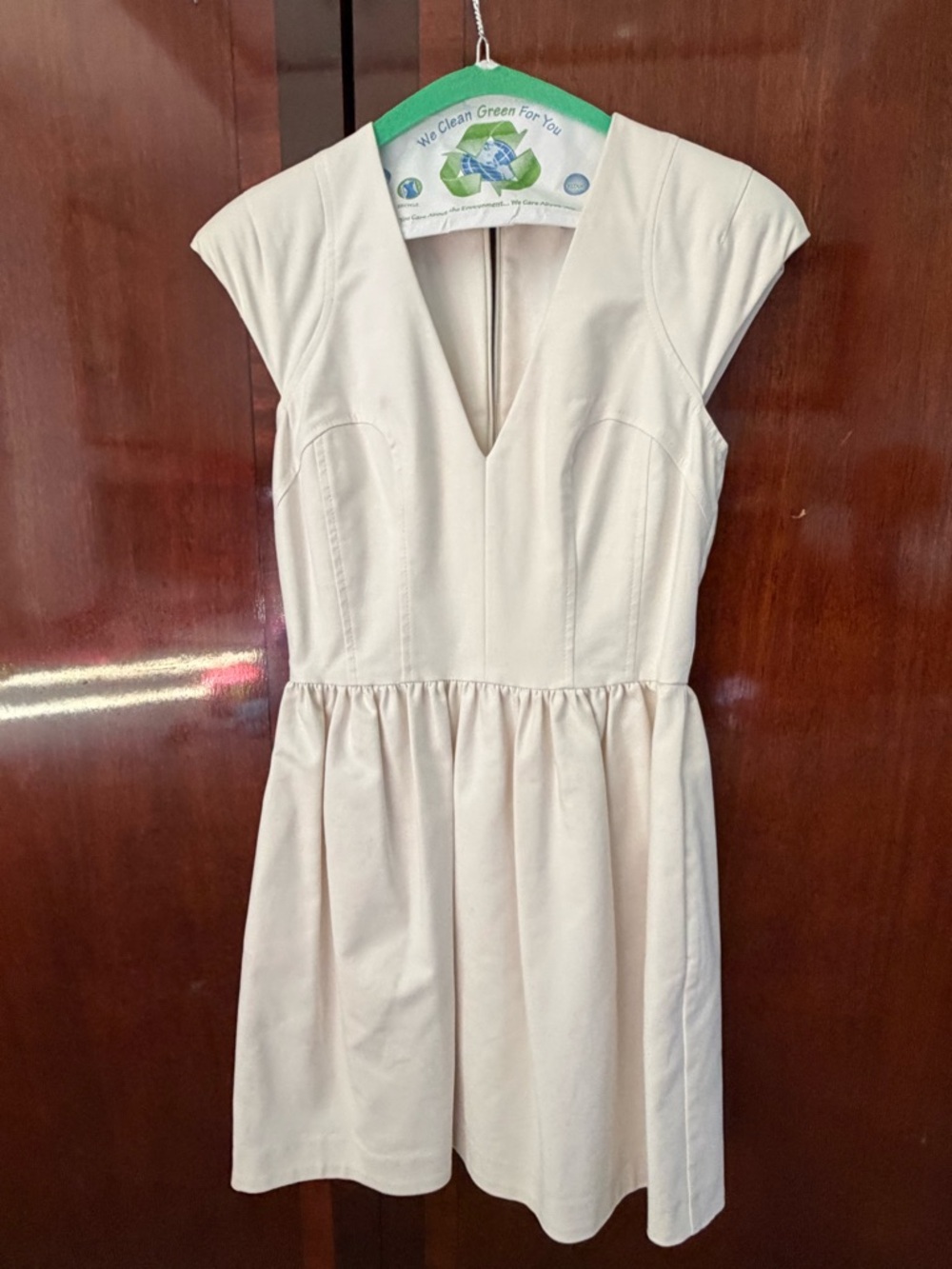 French Connection Cream V-Neck Cap Sleeve Fit & Flare Mini Dress